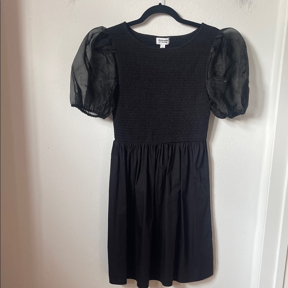 Officially Quigley the drop black puff sleeve dress S